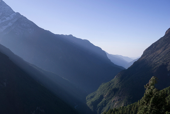 View on Dudh Koshi Nadi valley towards Lukla